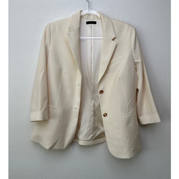The Row Cream Wool-Silk Two-Button Blazer Jacket Women’s 14 - Picture 2 of 13
